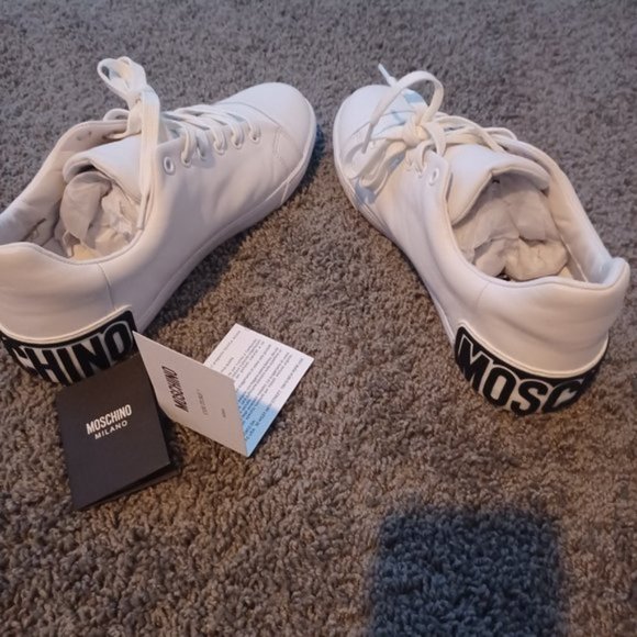 ON SALE 24HRS !!MOSCHINO VITELLO DESIGNER SNEAKERS SZ 46 - Picture 1 of 8